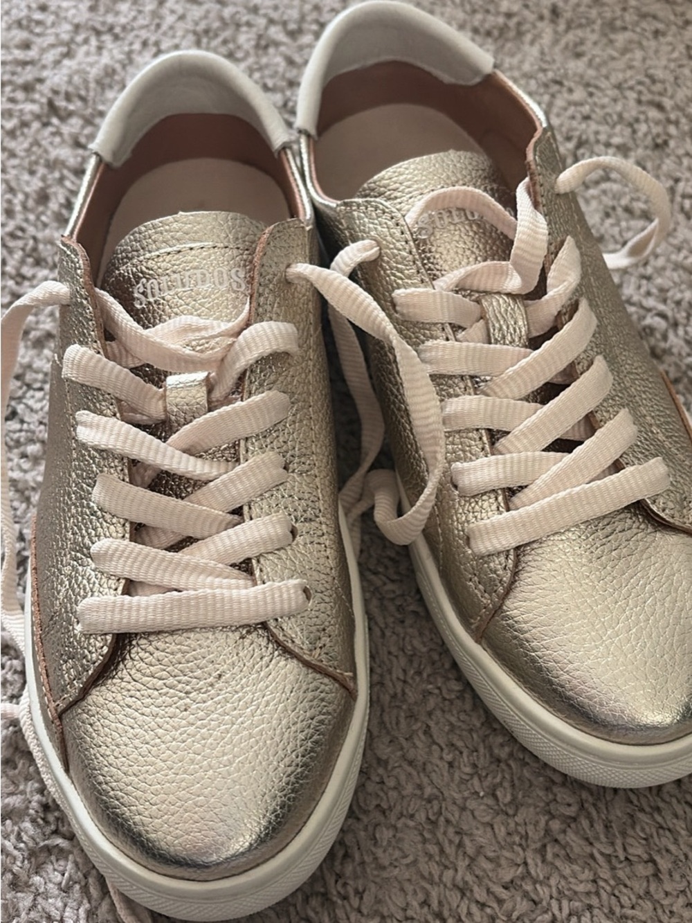 Soludos Metallic Rose Gold Lace-Up Sneakers